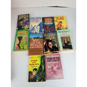 Lot of 10 Vintage Science Fiction Paperback Sci-Fi Norton Piers Anthony Heinlein